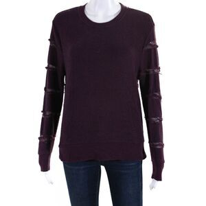 IRO Jeans Womens Cotton Distressed Round Neck Pullover Sweater Purple Size XS